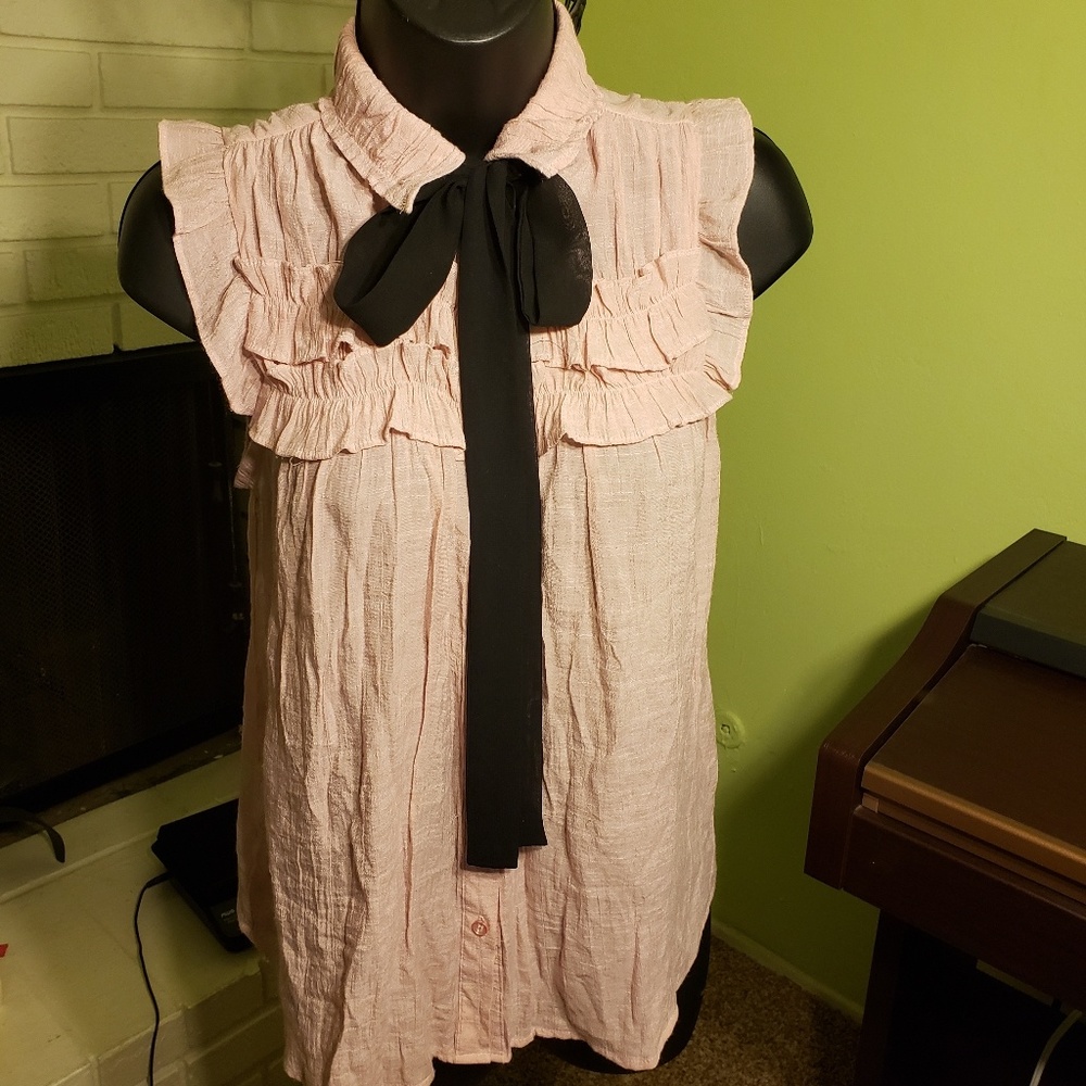 🍭  E hanger M Sheer ruffled Sleeveless blouse, S